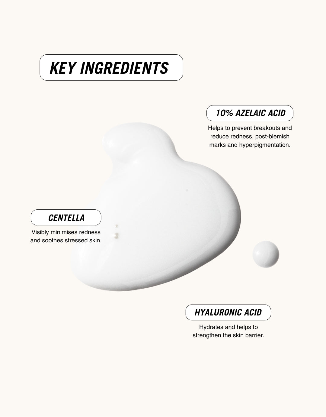 A texture image of Cloud Milk serum together with communication around the key ingrediends of the product.