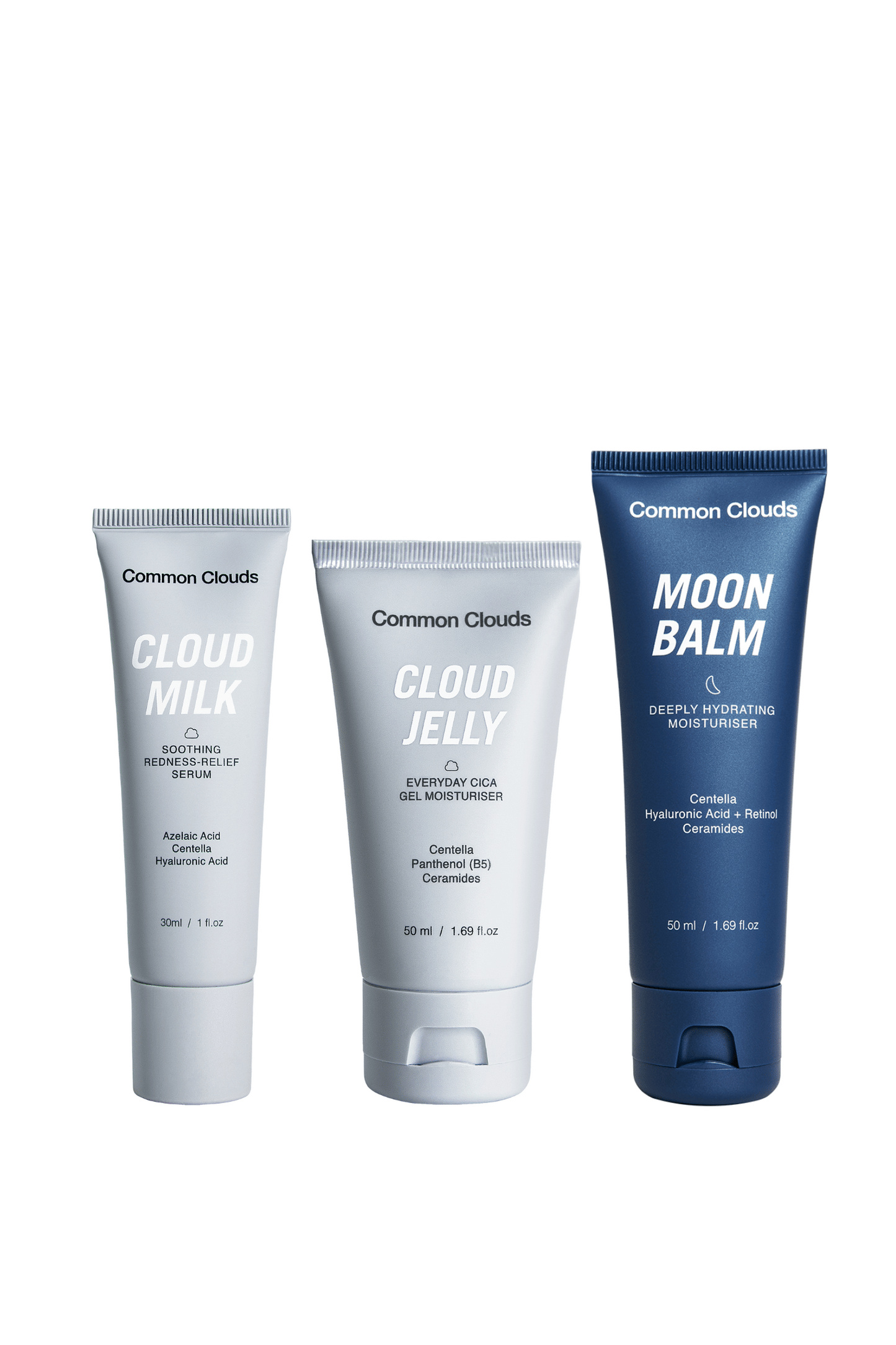 Common Clouds 24H Moisture Trio with Cloud Milk, Cloud Jelly and Moon Balm for day and night hydration