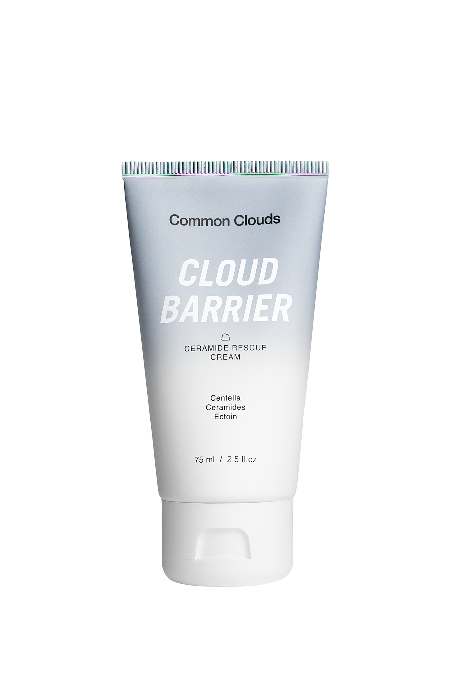 Tube of Common Clouds Cloud Barrier Ceramide Rescue Cream on a white background