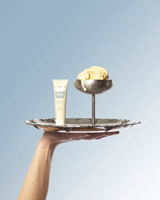 Bowl of ice cream and tube of 
