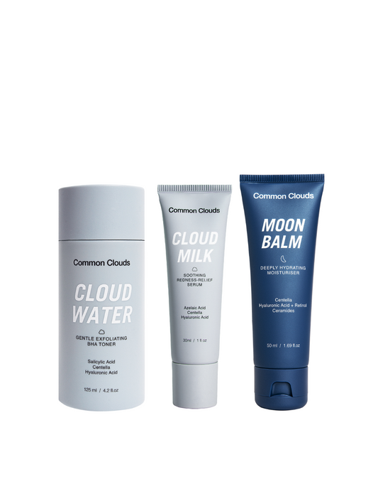 3 post-blemish skincare products showing.